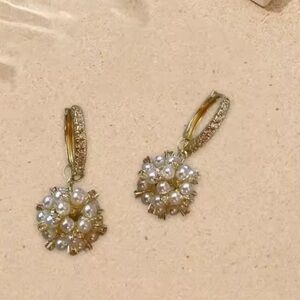 Anthropologie Gold Pearl Drop Earrings